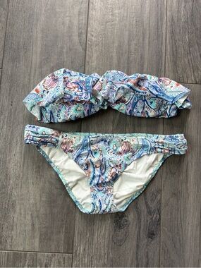Victoria's Secret Paisley Ruffle Bikini - Blue & Mint
